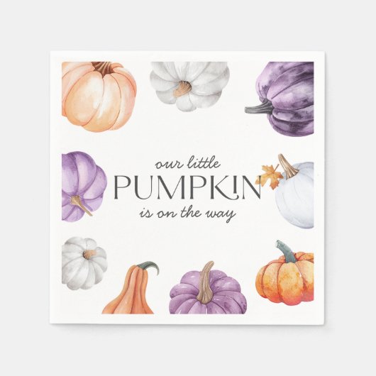 Rustic Purple Orange White Pumpkin Baby Shower Servet (Voorkant)