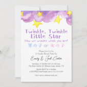 Rustic Purple Twinkle Little Star Gender Reveal Kaart (Voorkant)