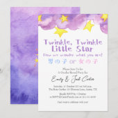 Rustic Purple Twinkle Little Star Gender Reveal Kaart (Voorkant / Achterkant)
