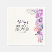 Rustic Purple Wildflowers Bridal Shower Servet (Voorkant)