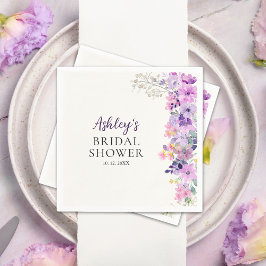 Rustic Purple Wildflowers Bridal Shower Servet