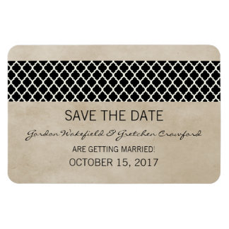 Rustic Quatrefoil Save the Date Magnet, Ebony Magneet
