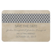 Rustic Quatrefoil Save the Date Magnet, Grey Magneet (Horizontaal)