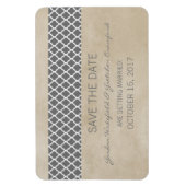 Rustic Quatrefoil Save the Date Magnet, Grey Magneet (Verticaal)