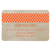 Rustic Quatrefoil Save the Date Magnet, Oranje Magneet (Horizontaal)