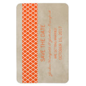 Rustic Quatrefoil Save the Date Magnet, Oranje Magneet (Verticaal)