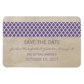 Rustic Quatrefoil Save the Date Magnet, Paars Magneet (Horizontaal)