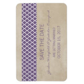 Rustic Quatrefoil Save the Date Magnet, Paars Magneet (Verticaal)