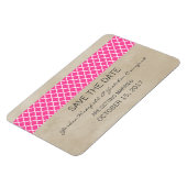Rustic Quatrefoil Save the Date Magnet, Roze Magneet (Linkerzijde)