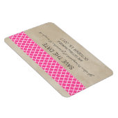 Rustic Quatrefoil Save the Date Magnet, Roze Magneet (Rechterzijde)