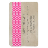 Rustic Quatrefoil Save the Date Magnet, Roze Magneet (Verticaal)