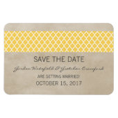 Rustic Quatrefoil Save the Date Magnet, Yellow Magneet (Horizontaal)