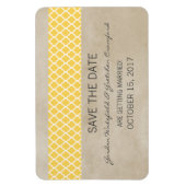 Rustic Quatrefoil Save the Date Magnet, Yellow Magneet (Verticaal)