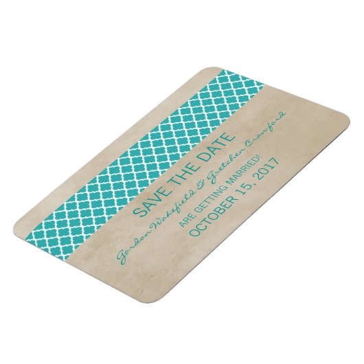 Rustic Quatrefoil sparen de Magnet van de Datum, B Magneet (Linkerzijde)