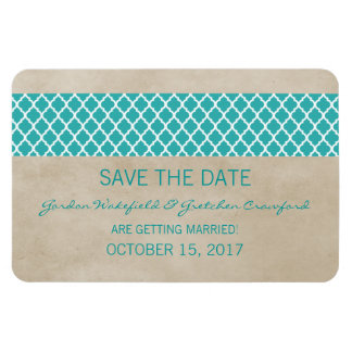 Rustic Quatrefoil sparen de Magnet van de Datum, B Magneet