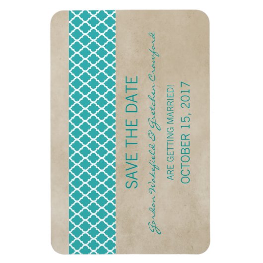 Rustic Quatrefoil sparen de Magnet van de Datum, B Magneet (Verticaal)