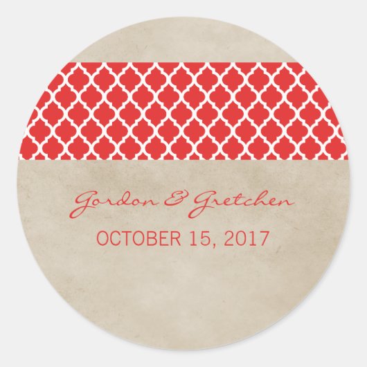 Rustic Quatrefoil Wedding Stickers (Voorkant)