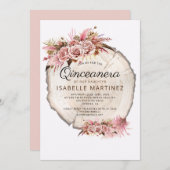 Rustic Quinceanera Blush Roses Floral Kaart (Voorkant / Achterkant)