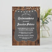 Rustic Quinceanera Party Chalk Wood Lichten uitnod Kaart (Staand voorkant)