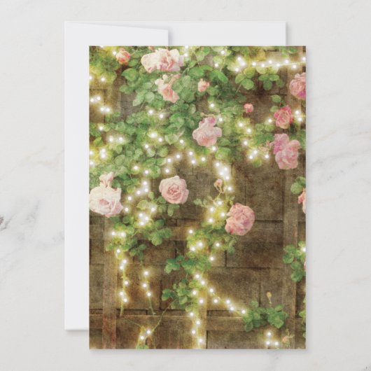 Rustic Quinceañera Pink Floral String Lights Kaart (Achterkant)