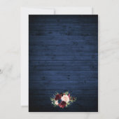 Rustic Quinceanera Wood Burgundy Blue Floral Kaart (Achterkant)