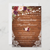 Rustic Quinceanera Wood Licht Floral Kaart (Voorkant)