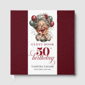 Rustic Quirky Woman 50th Birthday Whimsical Book Gastenboek (Voorkant)