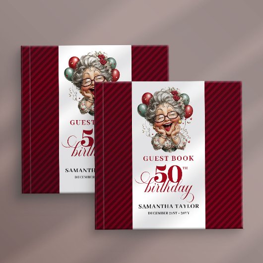 Rustic Quirky Woman 50th Birthday Whimsical Book Gastenboek