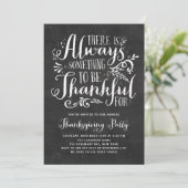 Rustic Quote Faux Chalkboard Thanksgiving Party Kaart (Staand voorkant)