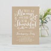 Rustic Quote Faux Kraft Paper Thanksgiving Party Kaart (Staand voorkant)