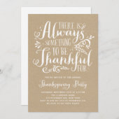 Rustic Quote Faux Kraft Paper Thanksgiving Party Kaart (Voorkant / Achterkant)