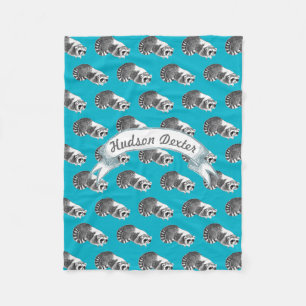 Rustic Raccoon Folk Art Pattern Fleece Deken