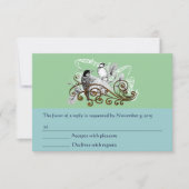 Rustic Radiance Woodpecker Tortelduifjes bruiloft RSVP Kaartje (Voorkant)