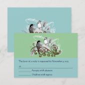 Rustic Radiance Woodpecker Tortelduifjes bruiloft RSVP Kaartje (Voorkant / Achterkant)