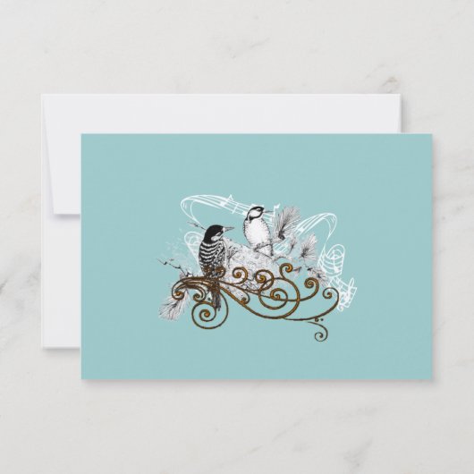 Rustic Radiance Woodpecker Tortelduifjes bruiloft RSVP Kaartje (Achterkant)