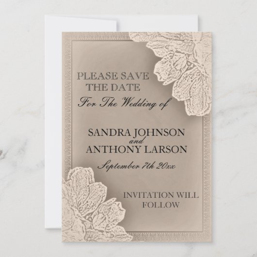 Rustic Raised Floral Wedding Save the Date (Voorkant)