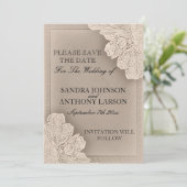 Rustic Raised Floral Wedding Save the Date (Staand voorkant)