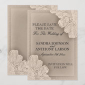 Rustic Raised Floral Wedding Save the Date (Voorkant / Achterkant)