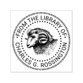 Rustic Ram Head Face Library Boeknaam Zelfinktende Stempel (Design)