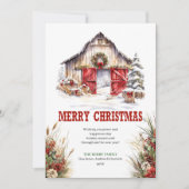 Rustic ranch Christmas greeting card editable Feestdagenkaart (Voorkant)