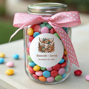 Rustic Ranch Western Country Cowboy Wedding Ronde Sticker