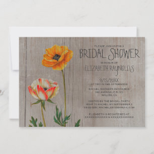 Rustic Ranunculus Bridal Shower-uitnodigingen Kaart