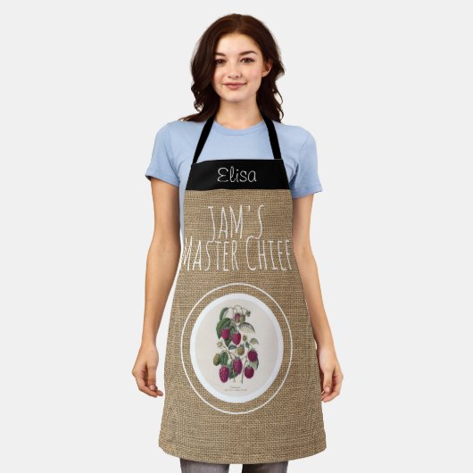 Rustic Raspberry Jam gepersonaliseerd Apron Schort (Gedragen)