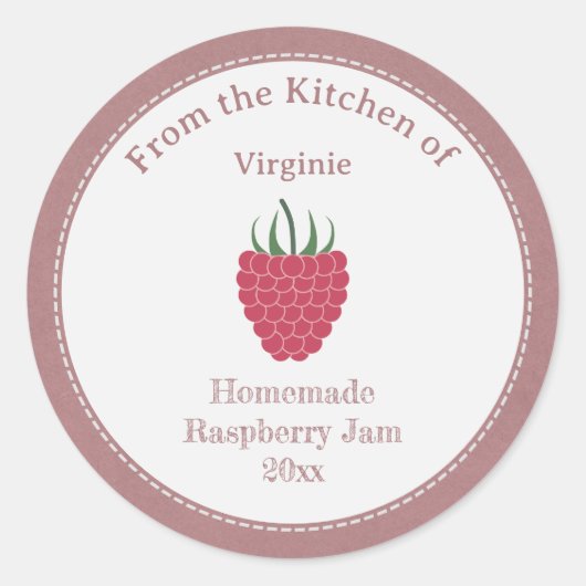 Rustic Raspberry Jam Label Sticker (Voorkant)