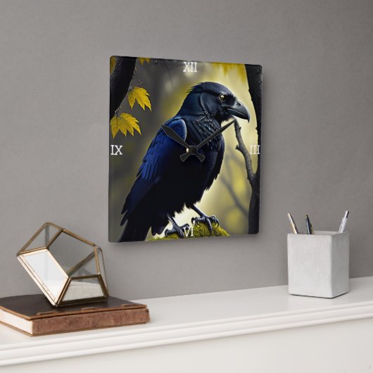 Rustic Raven - Natuur Guardian Vierkante Klok (Kantoor)
