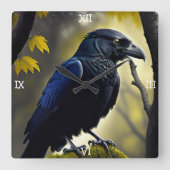 Rustic Raven - Natuur Guardian Vierkante Klok (Voorkant)