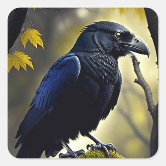 Rustic Raven - Natuur Guardian Vierkante Sticker (Voorkant)