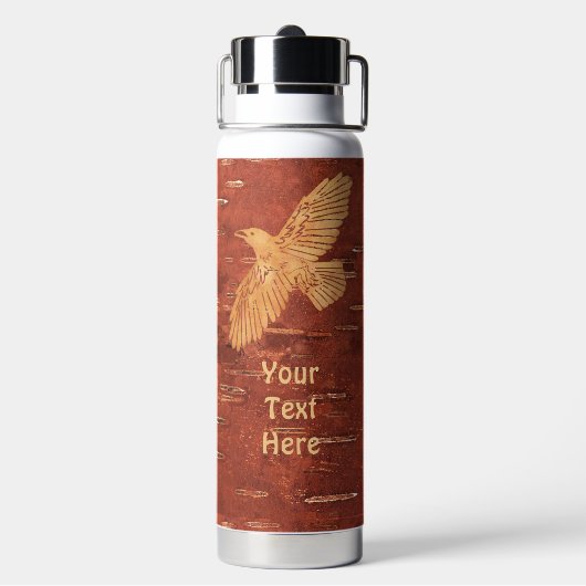 Rustic Raven On Inner Birch Bark Waterfles (Achterkant)