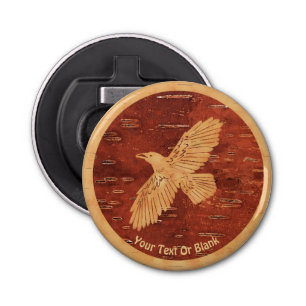 Rustic Raven op binnenste boog Button Flesopener