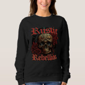 Rustic Rebellion Steampunk Goth Skull Red Rosed Gr Trui (Voorkant)